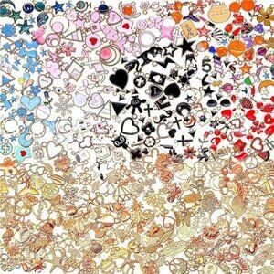 400Pcs Charms for Jewelry Making, Assorted Enamel Bracelet Bangle Charms, Mixed